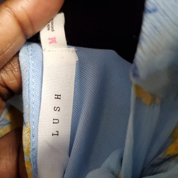 Lush Blue Yellow Floral Dress Size Medium - Picture 4 of 4